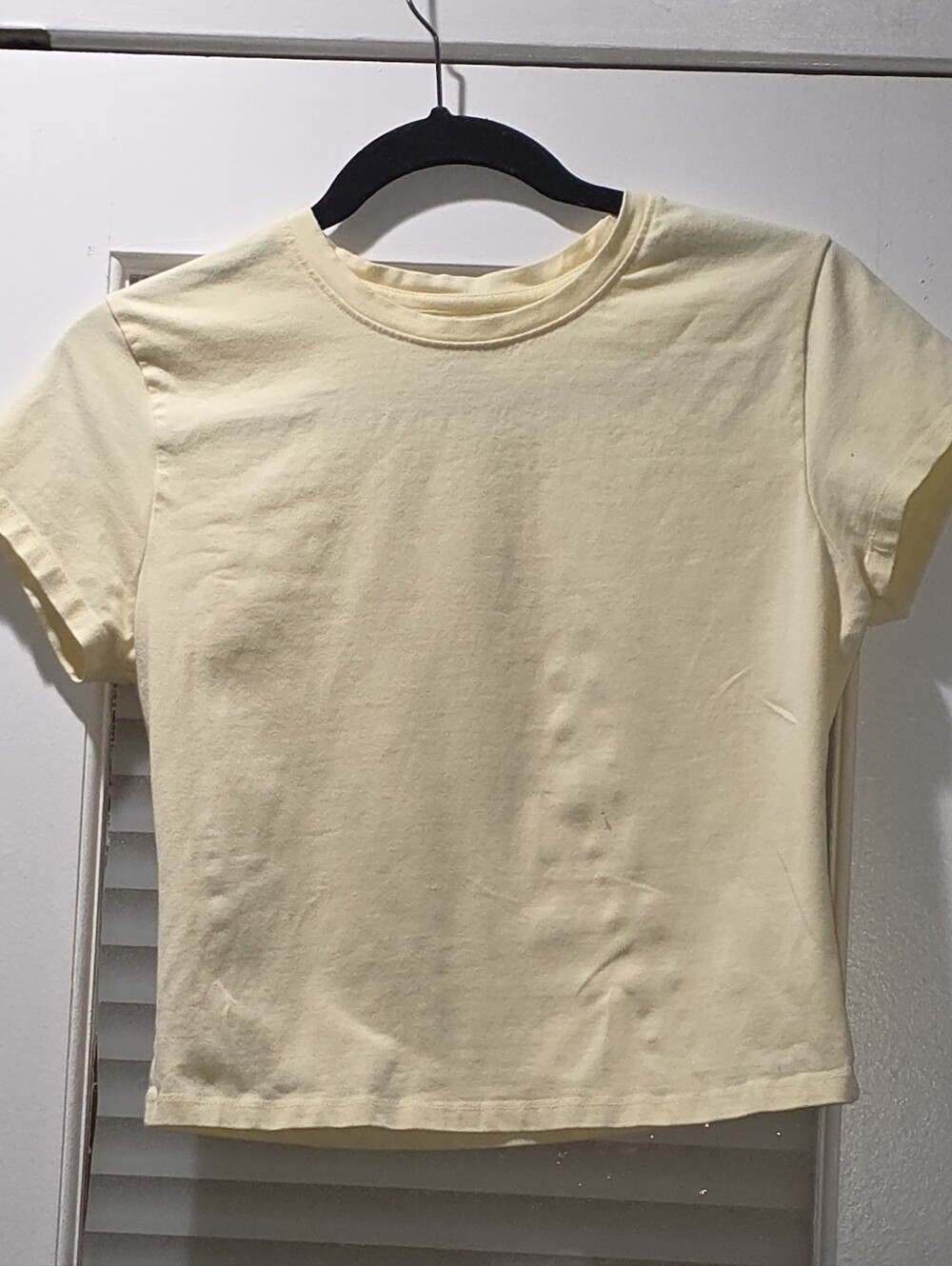 Rewind Pale Yellow Short Sleeve Crop Tee